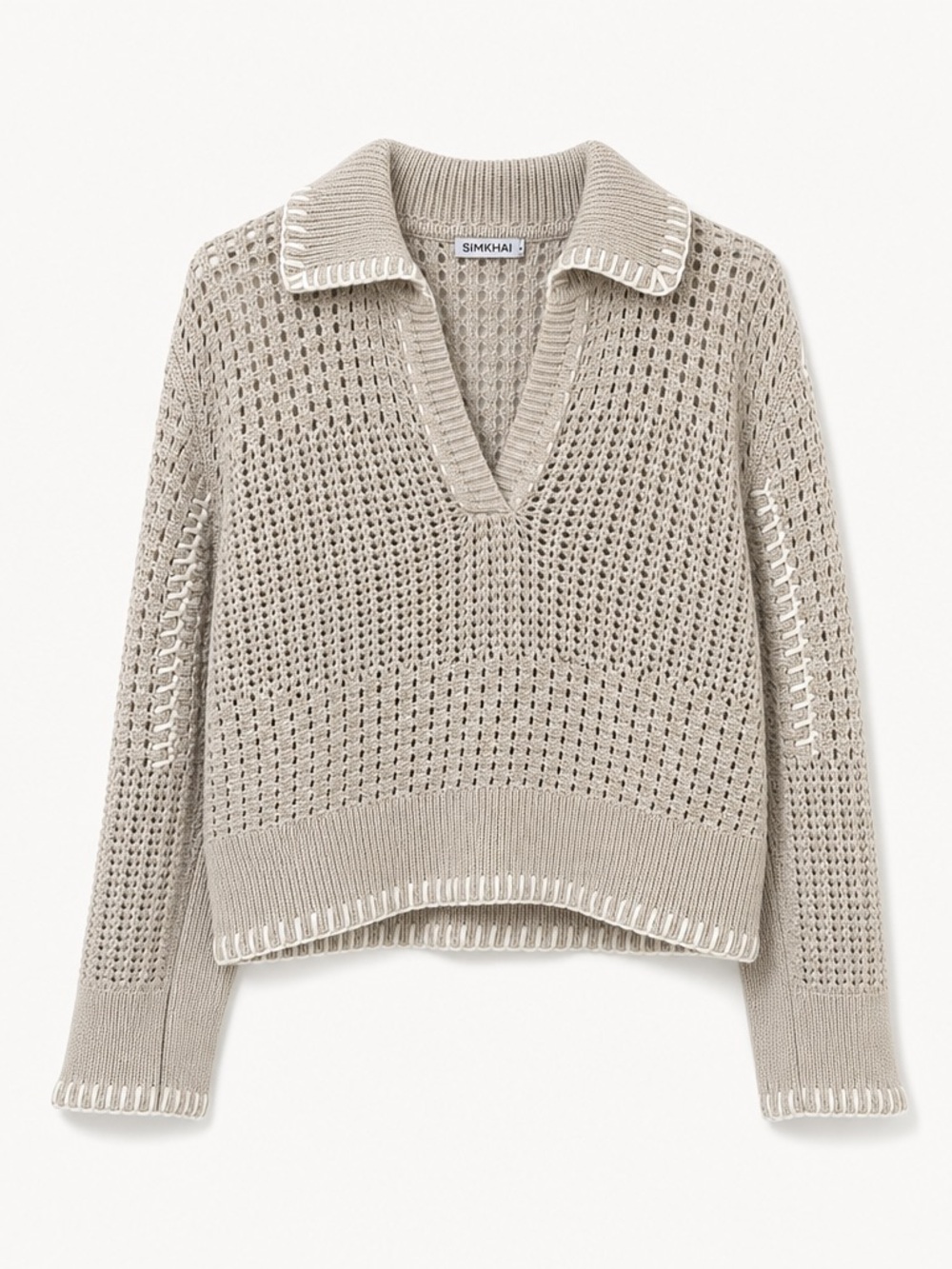 Simkhai Beige Crochet Knit Sweater - Size Medium - 100% Cotton - Minimalist
